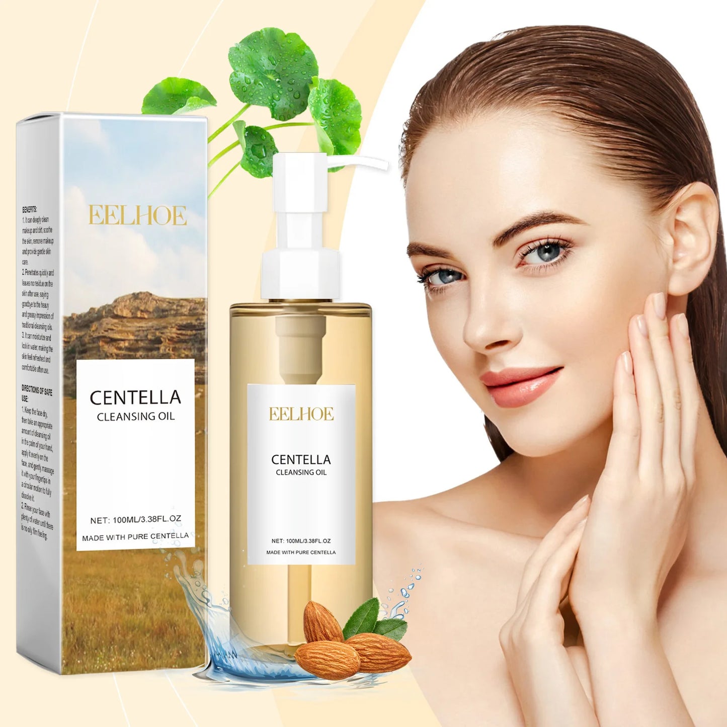 Eelhoe Centella Nettoyage du maquillage du visage Huile Hydratage pour le visage Retrait des pores Nettoyage des soins de la peau sensibles à l'huile