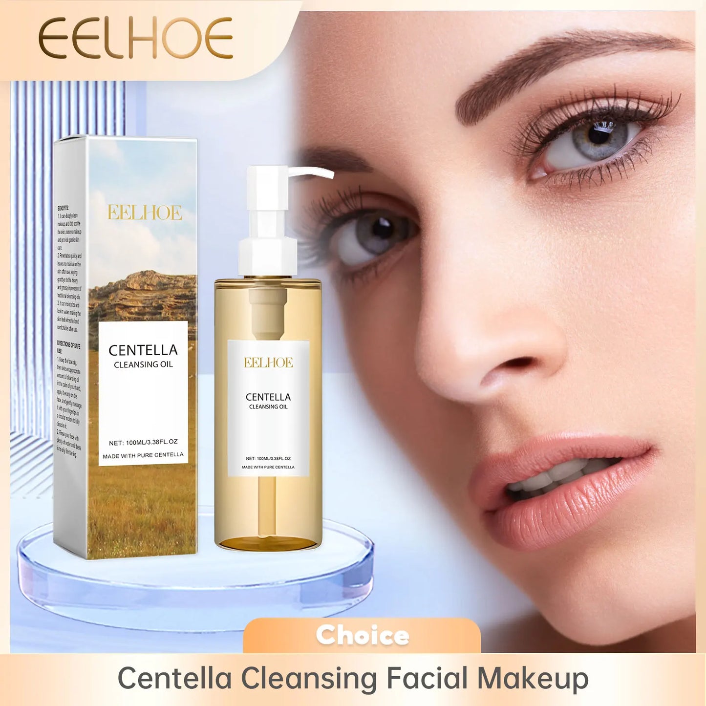 Eelhoe Centella Nettoyage du maquillage du visage Huile Hydratage pour le visage Retrait des pores Nettoyage des soins de la peau sensibles à l'huile