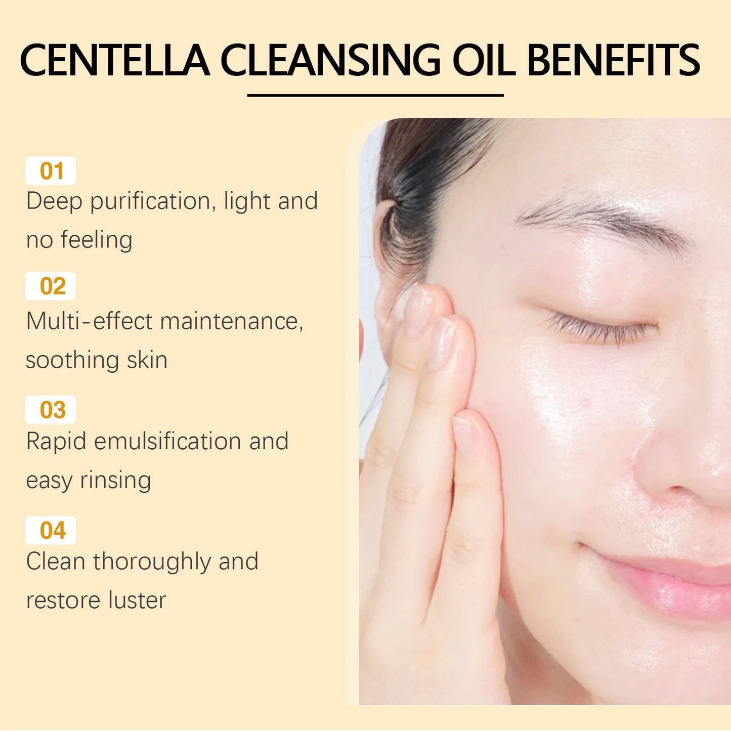 Eelhoe Centella Nettoyage du maquillage du visage Huile Hydratage pour le visage Retrait des pores Nettoyage des soins de la peau sensibles à l'huile